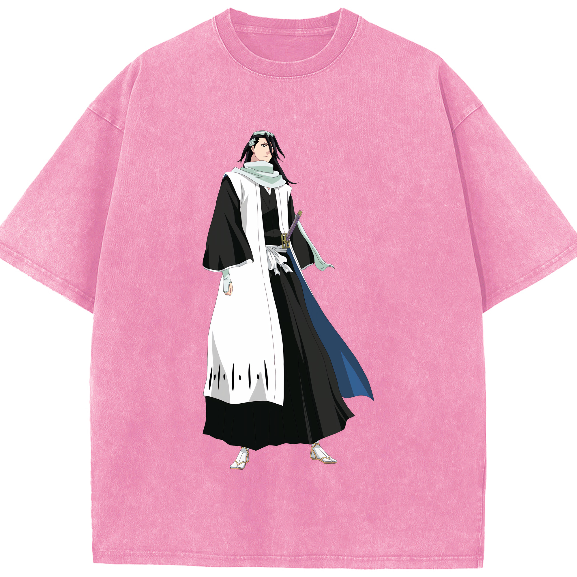 （画像用） ブリーチ くちき びゃくや BLEACH Kuchiki Byakuya 綿100% ヴィンテージ風 半袖Tシャツ（フロントプリント）